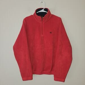 Vintage Nautica Competition Red Quarter-Zip Fleece Pullover Small